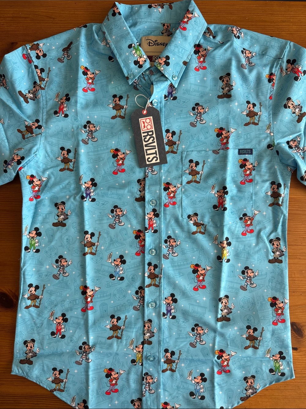 RSVLTS x Disney Men's Mickey Mouse Blue Button-Up Shirt